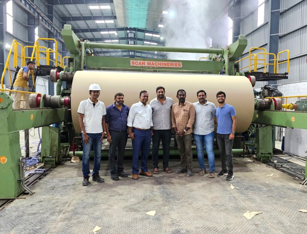 Kraft and Board - Successful reeling of Paper in Suvarna Durga Paper Mill with Scan Machineries - Pressurized Headbox Kraftliner - Testliner-Kraft Top Liner-White Top Kraftliner - 450TPD Paper Machine